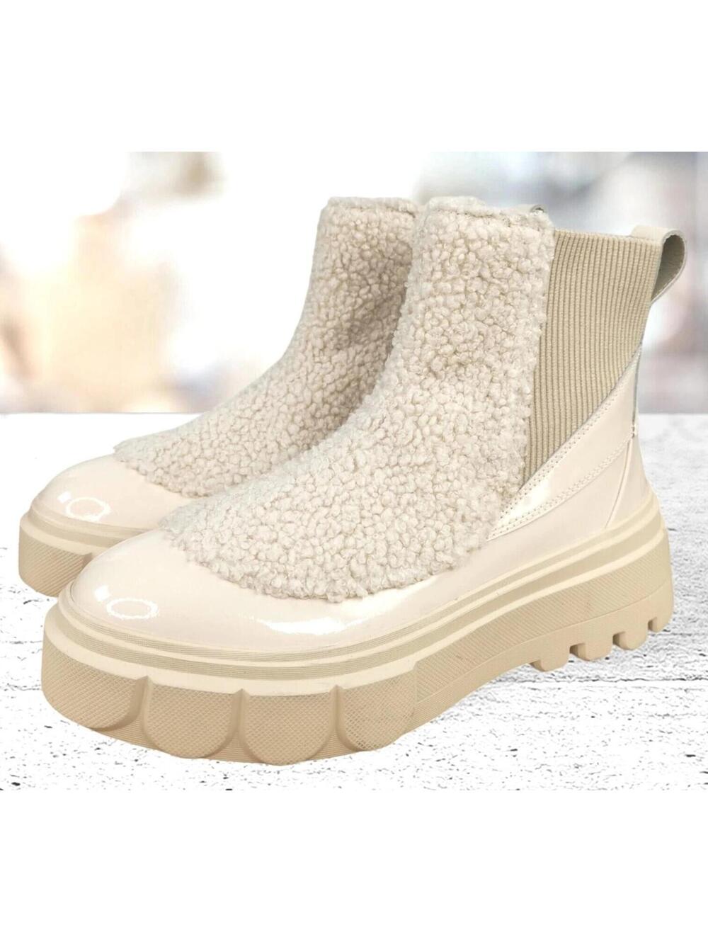 SOREL Caribou X‎ Boot Chelsea Cozy Boots Faux Fur Shearling Upper Sz 8.5
